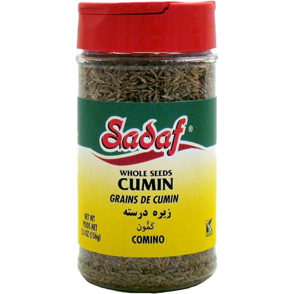 Sadaf Cumin Seeds - Whole Cumin Seeds for Cooking & Seasoning - Cumin Spice - Kosher - 5.5 oz Bottle with Shaker Top