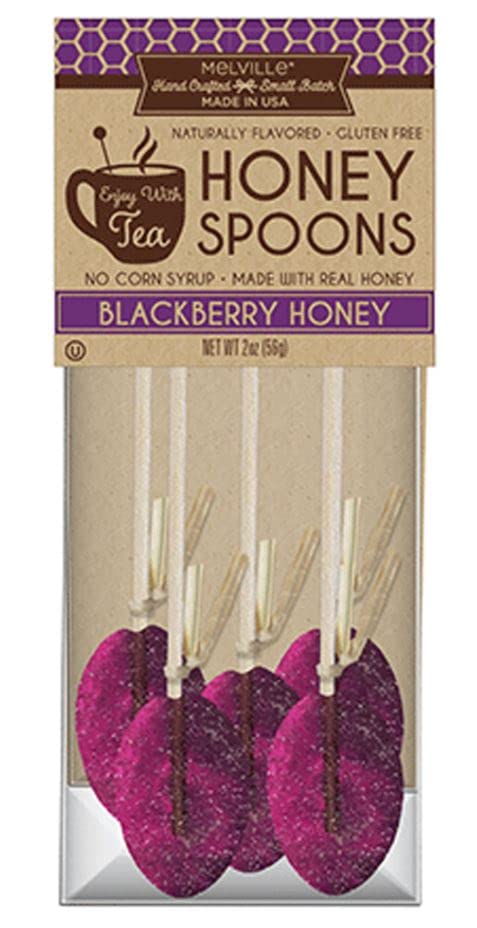 Melville Candy Hard Candy Lollipops, Blackberry Honey Flavor, 5 Count Bag, Wooden Ball Sticks