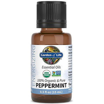 Garden Of Life Essential Oil, Peppermint 0.5 Fl Oz (15 Ml), 100% Usda Organic & Pure, Undiluted & Non-Gmo - For Diffuser, Aromat