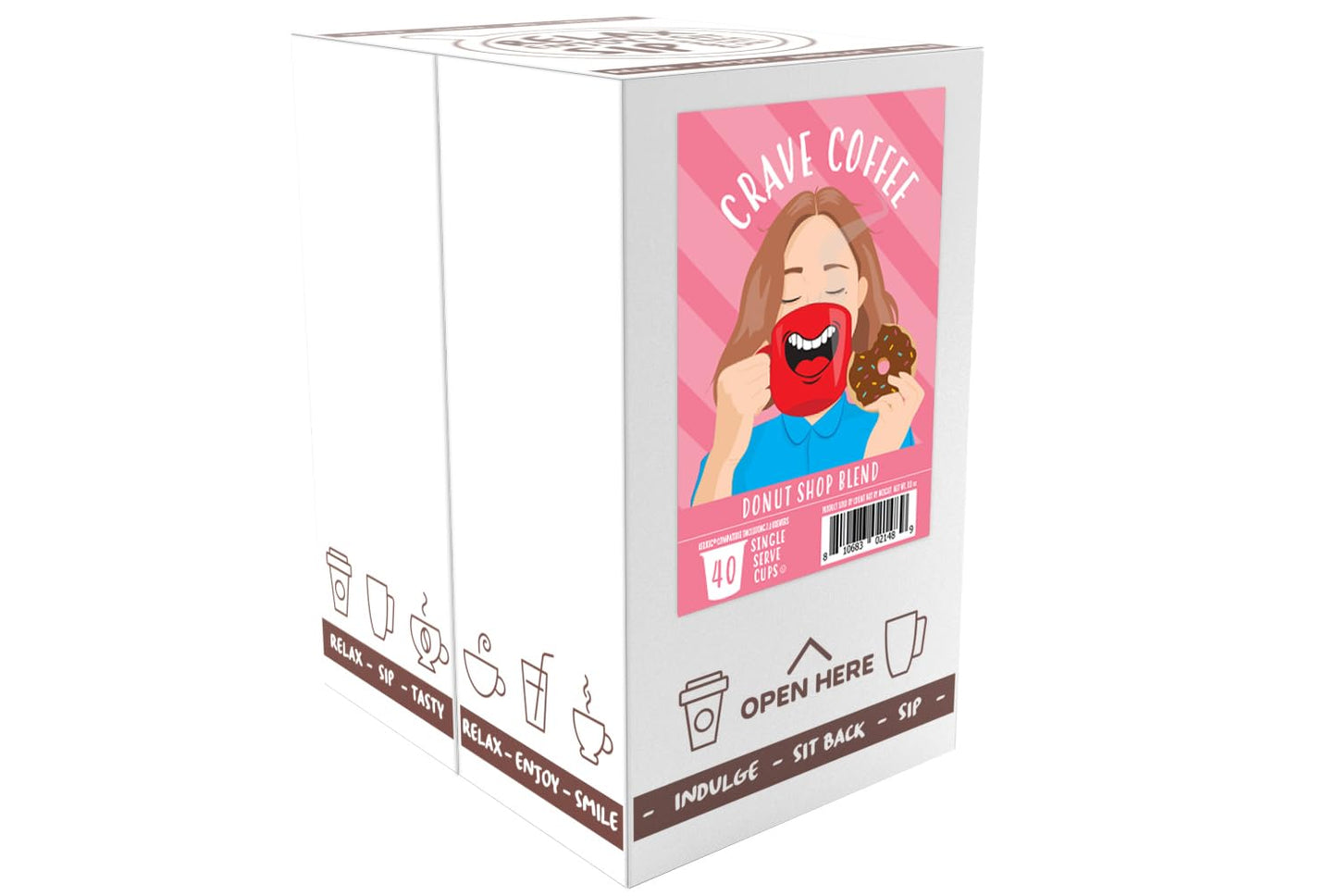 Crave Beverages Donut Shop Medium Roast Coffee Pods for Keurig, 40 Count