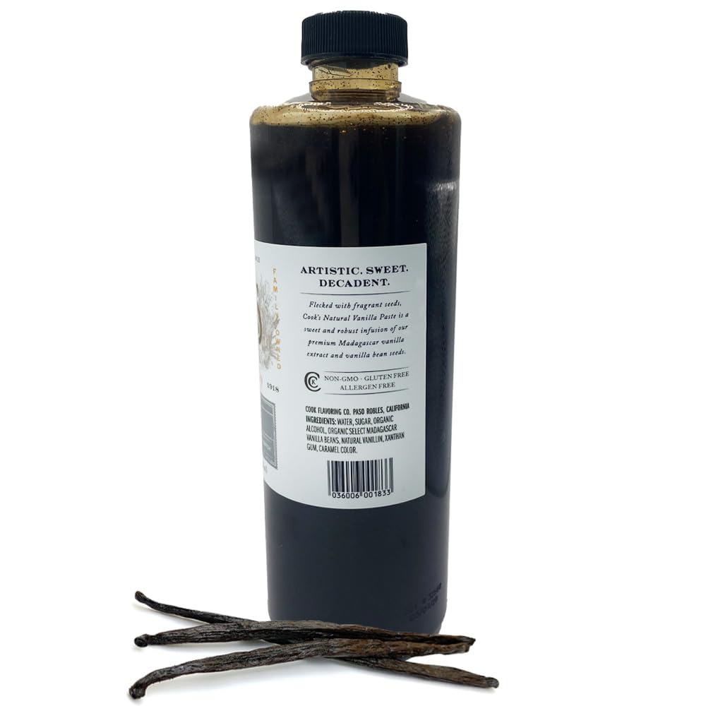 COOKS Natural Vanilla Bean Paste, Gourmet Grade A Madagascar, 16 Fl Oz