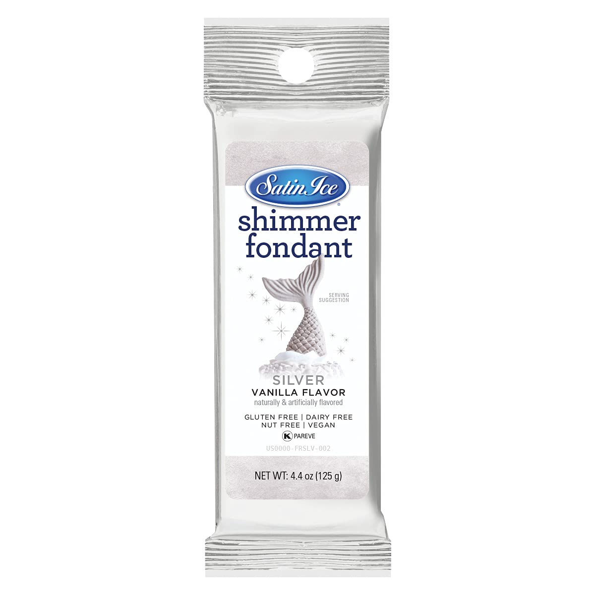 Satin Ice Silver Shimmer Fondant, Vanilla, 4.4 Ounces