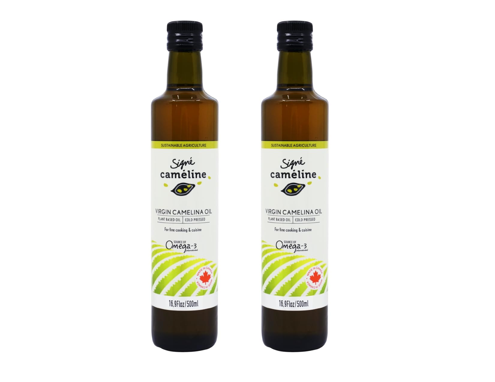 Cold-Pressed Virgin Camelina Oil, 500Ml X 2 By Sign   Cam  Line | High Smoke Point 475F | Rich In Omega-3 & Vitamin E | Alternat