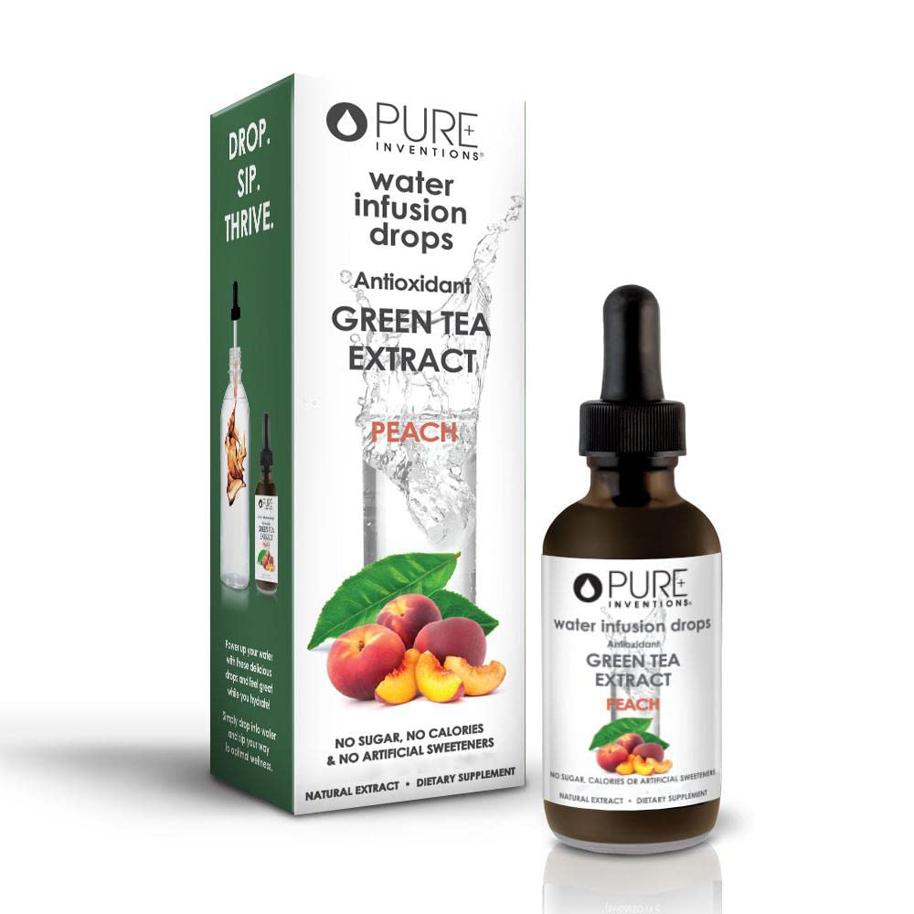 Pure Inventions Water Infusion Drops - Green Tea Antioxidants, Electrolytes - No Sugar, Calories, or Artificial Sweeteners - Pea