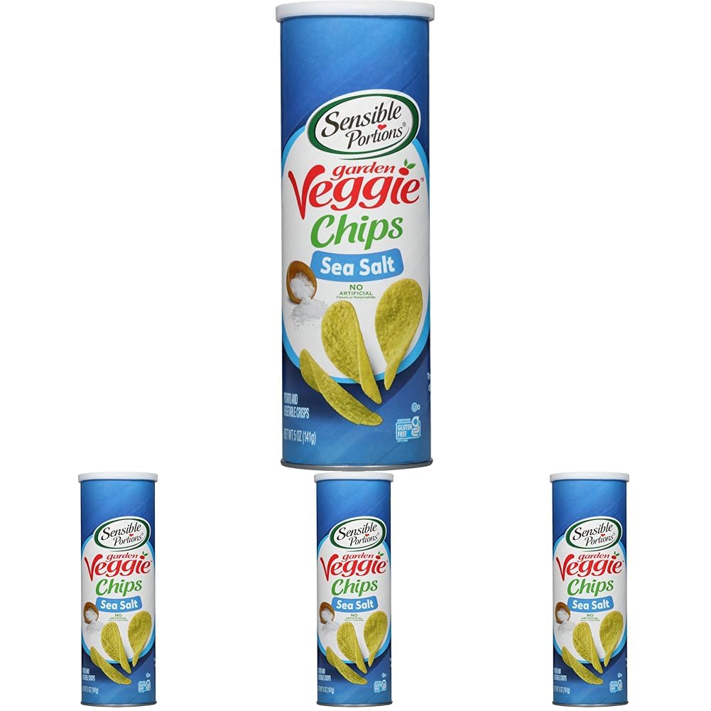 Sensible Portions Stacked Garden Veggie Chips, Sea Salt, 5 oz (Pack of 4)