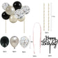 Beishida 5 Inch 10Pcs Balloon Cloud Cake Topper Silver Black Happy Birthday Cake Toppers Mini Balloon Cake Topper Garland With H