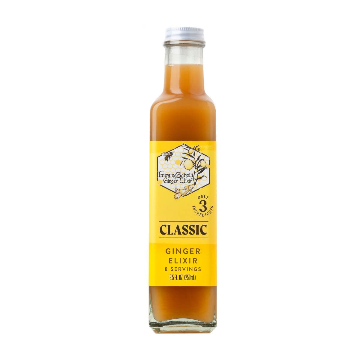 Immuneschein Classic Ginger Elixir Shots - Only 3 Real Food Ingredients, No Water, Vinegar Or Preservatives: Handcrafted From Or