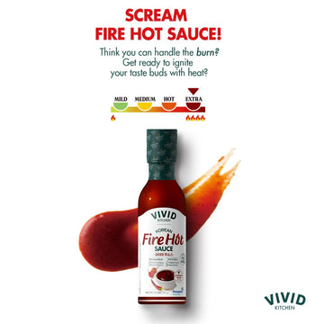 VIVID KITCHEN Fire Hot Sauce, Extra Spicy Korean Fusion, 8.6 oz, No MSG, Bold Heat for Topping, Grilling, and Marinades