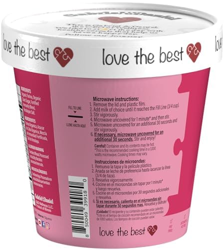 Gabriel & Daniel Organic Instant Creamy Wheat Hot Cereal Cup - Non-GMO, Rich in Iron & Vitamin C - Pack of 6