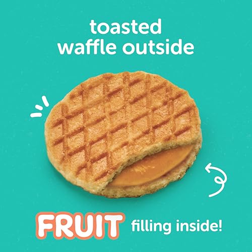 Beech-Nut Toddler Snacks Jammin Waffles With Fruit Filling For Babies & Toddlers, Peach Mango, 10 Boxes (50 Individually Wrapped Packs)