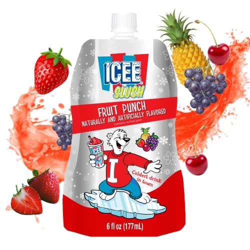 Icee Slush Fruit Punch Frozen Fruit Juice 6 Fl Oz Pouches - Just Freeze & Squeeze For Instant Slushy Maker, Great For Birthday P