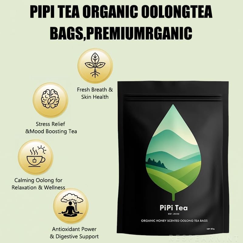 Pipi Tea Pipi Oolong Tea  Promote Digestion and Metabolism  Cortisol & Calming Tea for Stress Relief  Vegan  Non-GMO (20 bags* 4g) (2)