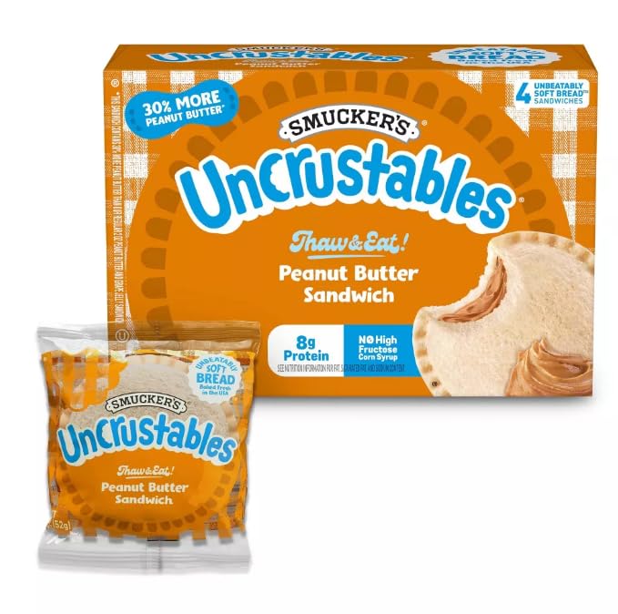 Uncrustables Frozen Peanut Butter Sandwich, 4 count - Pack of 7 (total 28 pieces)