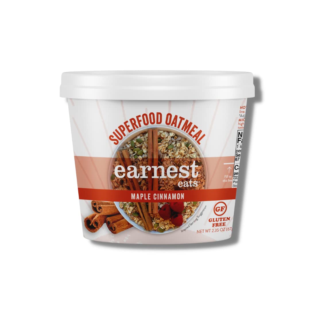 Earnest Eats Gluten-Free Superfood Oatmeal, Quinoa, Amaranth, Vegan, Healthy Snack, Maple Almond Cinnamon Blend, 2.35 Oz, Pack o