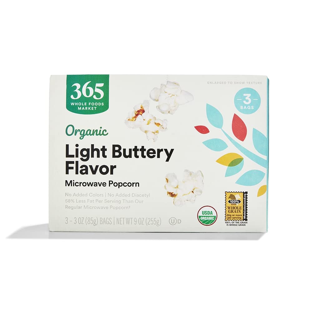 365 By Whole Foods Market, Organic Light Butter Microwave Popcorn, 9 Ounce