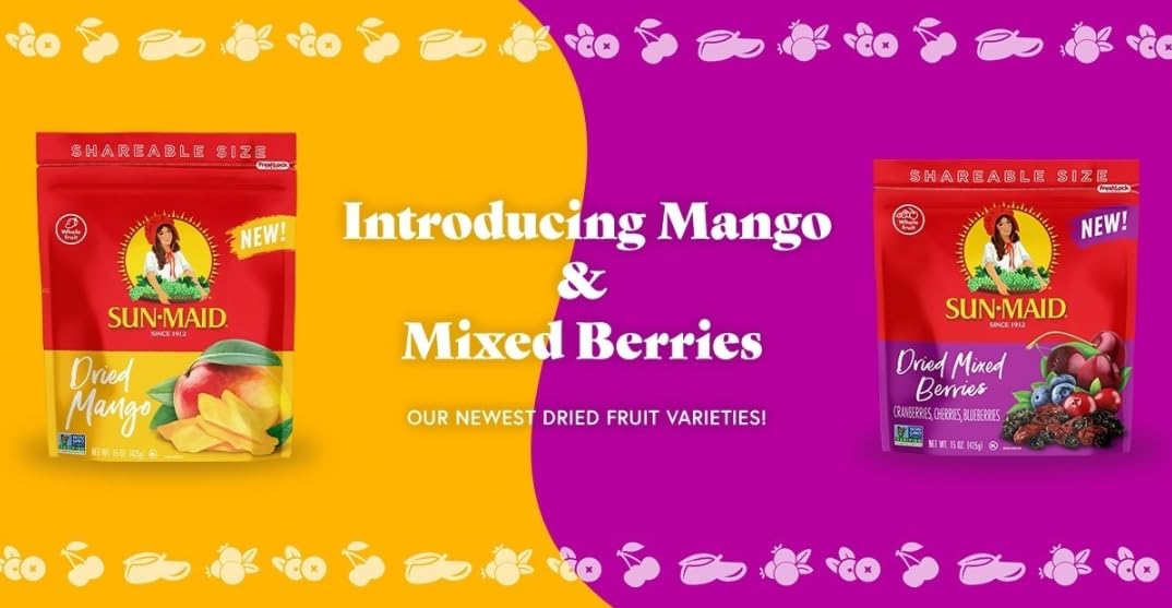 Sun-Maid Dried Mixed Berries - 15 oz Resealable Bag - Dried Cranberries, Cherries, Blueberries - Dried Fruit for School Snacks a