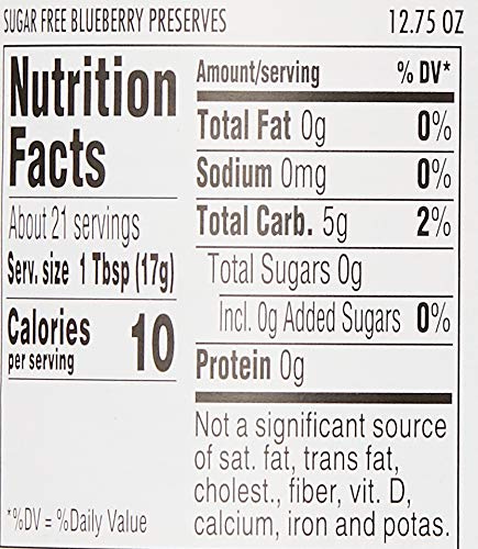 Smucker's Sugar Free Preserves, Blueberry, 12.75 oz