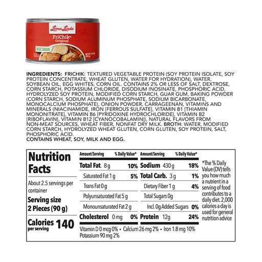 Loma Linda FriChik - Plant-Based Chicken Alternative - 12.5 oz Can - 3-Pack, Ideal for Vegetarian Meals