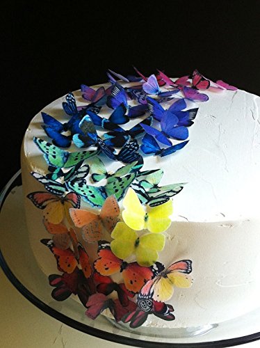 Sugar Robot Inc. Edible Butterflies Cake Toppers, 1.75 inches, Rainbow