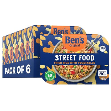 BEN S ORIGINAL Street Food Fried Rice with Vegetables, Prepared Entr  e, Microwavable Heat-&-Eat Bowl in 90 Seconds, 9 oz (Pack