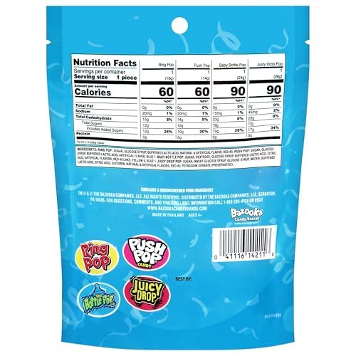 Candy Variety Pack - 4 Count Assorted Lollipops - Ring Pop, Push Pop, Baby Bottle Pop & Juicy Drop - Ideal For Birthdays, Party