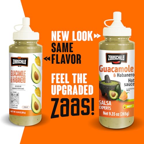 Zaaschila Guacamole & Habanero Sauce - 9.35Oz (265G) 3-Pack - Creamy & Spicy Blend, Perfect For Tacos, Sandwiches, And More