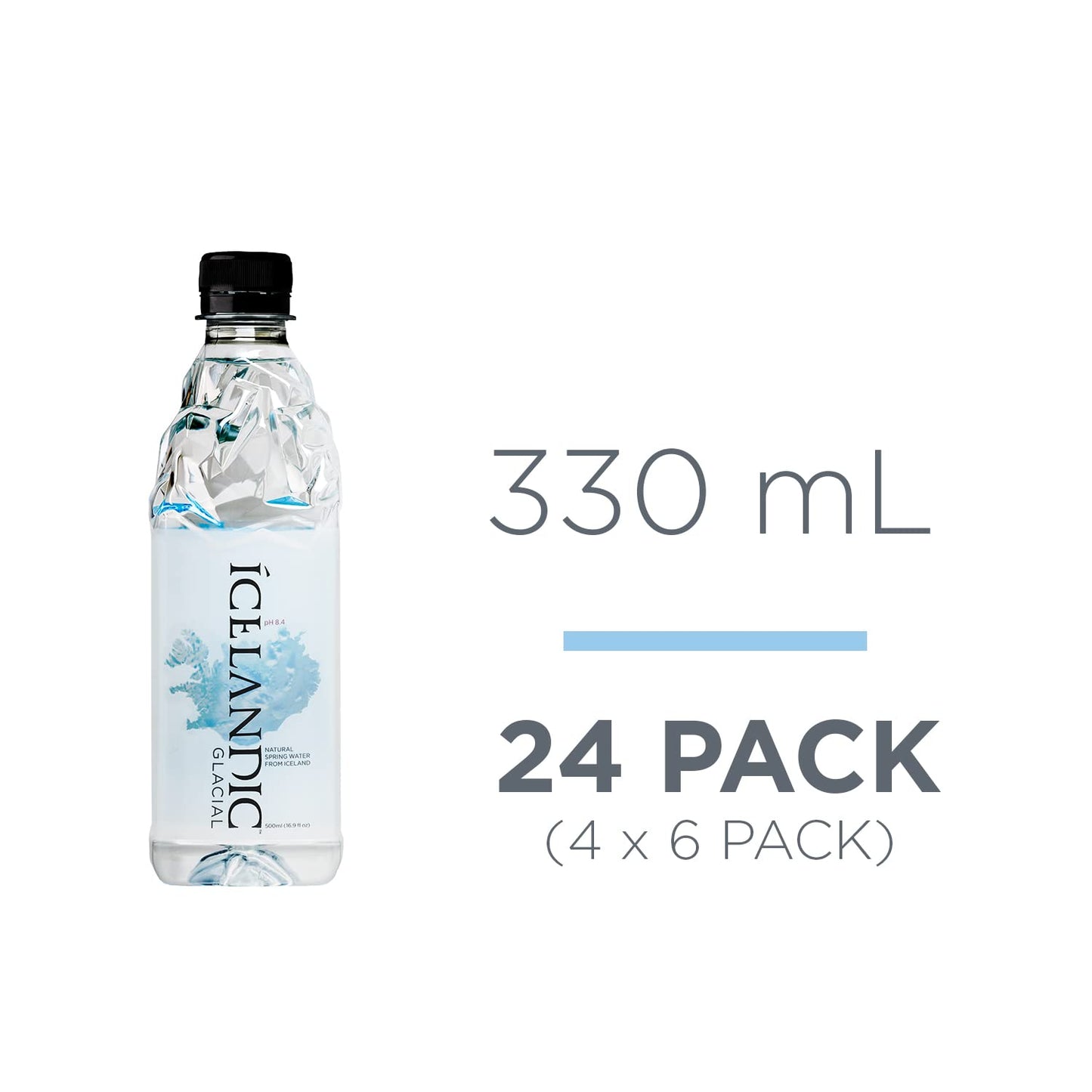 Icelandic Glacial Natural Spring Water, Unflavored, 330 ml / 11.1 Fl Oz, Pack of 24