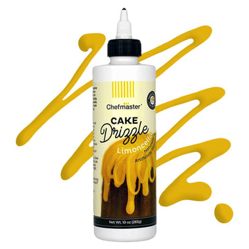 Chefmaster Limoncello-Flavored Cake Drizzle, Edible Cake Drip Frosting, 10 oz, Lemon Color