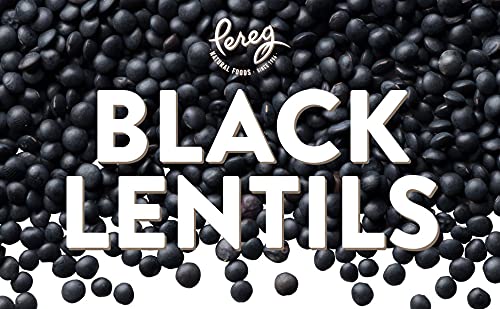 Pereg Whole Black Lentils - Non-GMO, Kosher Certified, Vegan - 16 Oz - Black