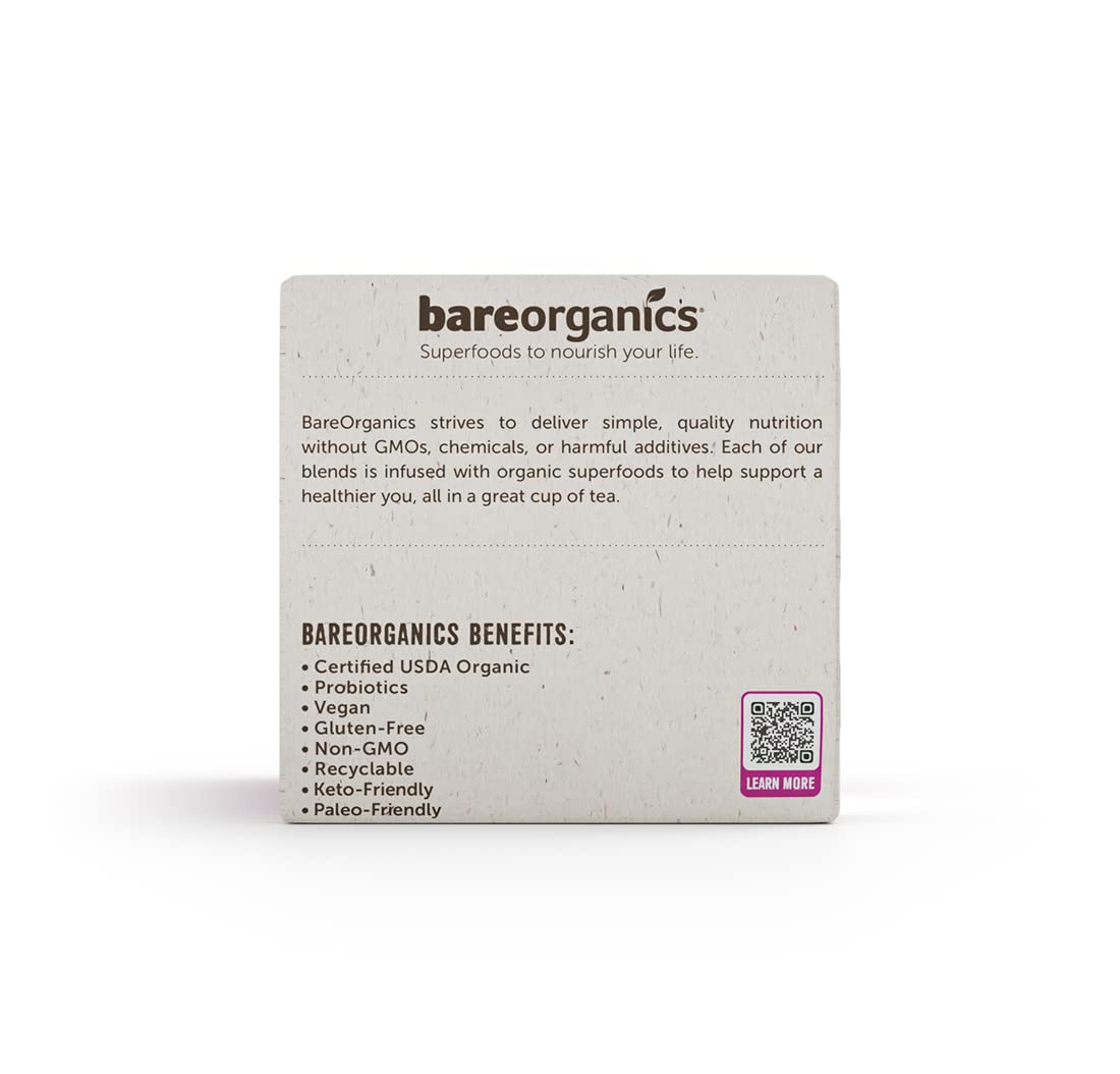 BareOrganics Radiant Tea Withuperfoods & Probiotics | Compatible Tea Pods | USDA Certified Organic  Vegan  Non-GMO & Recyclable 60ct