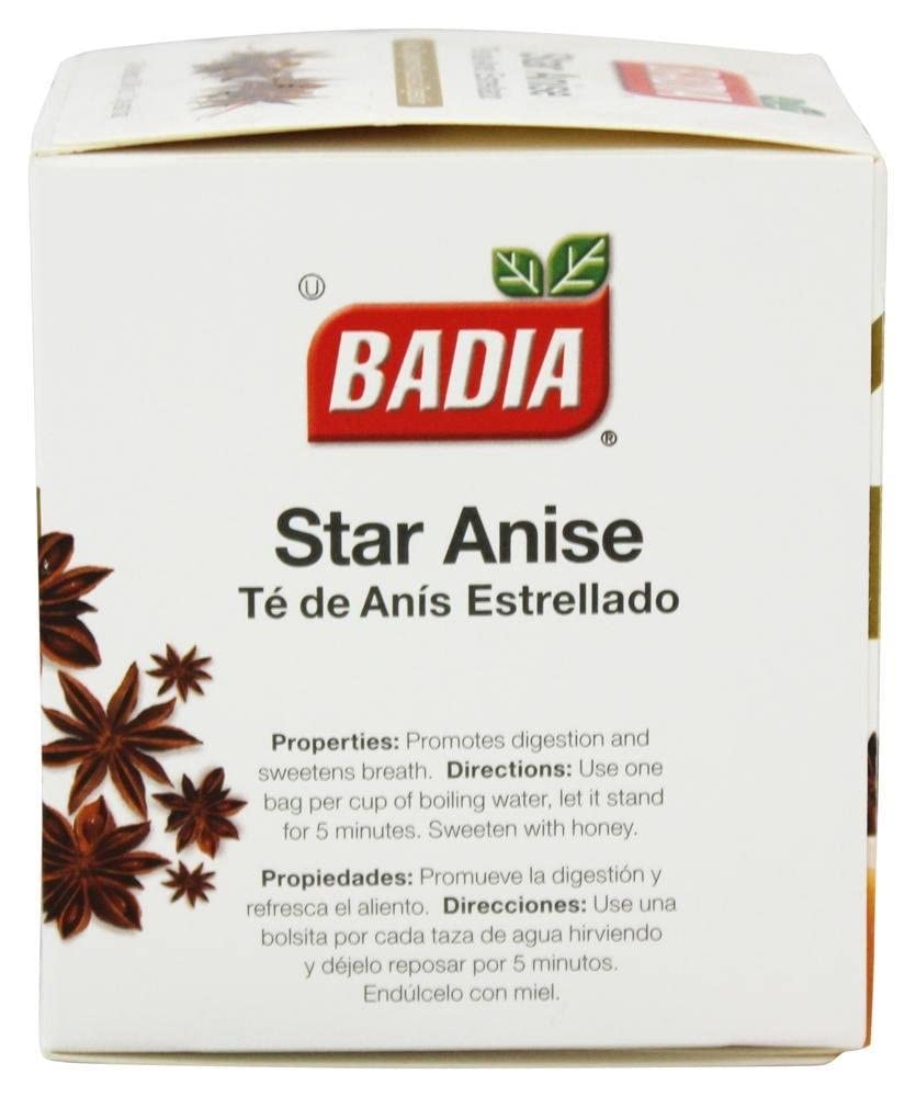 Badia Star Anise Tea - Caffeine Free, 10 Tea Bags, 10 Count