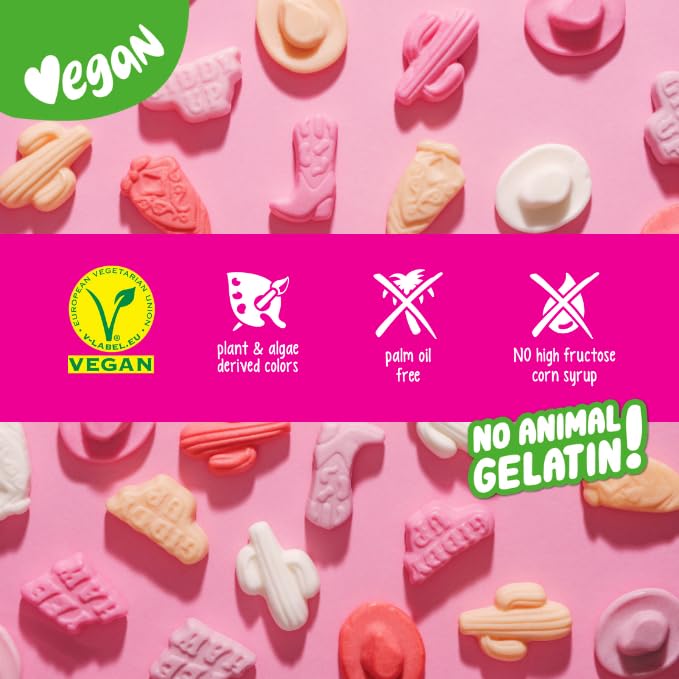 Katjes Vegan Wild Free Foam Gummy Candy, Plant-Based, 4.9oz Bags, 3 Pack, No Gelatin, Cow Girl Shapes