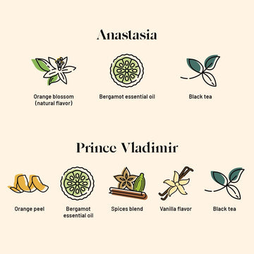 Kusmi Tea - Pack Of 2 Boxes Of Tea Bags - Anastasia + Prince Vladimir - Organic Flavored Black Tea - Iconic Earl Grey With Berga