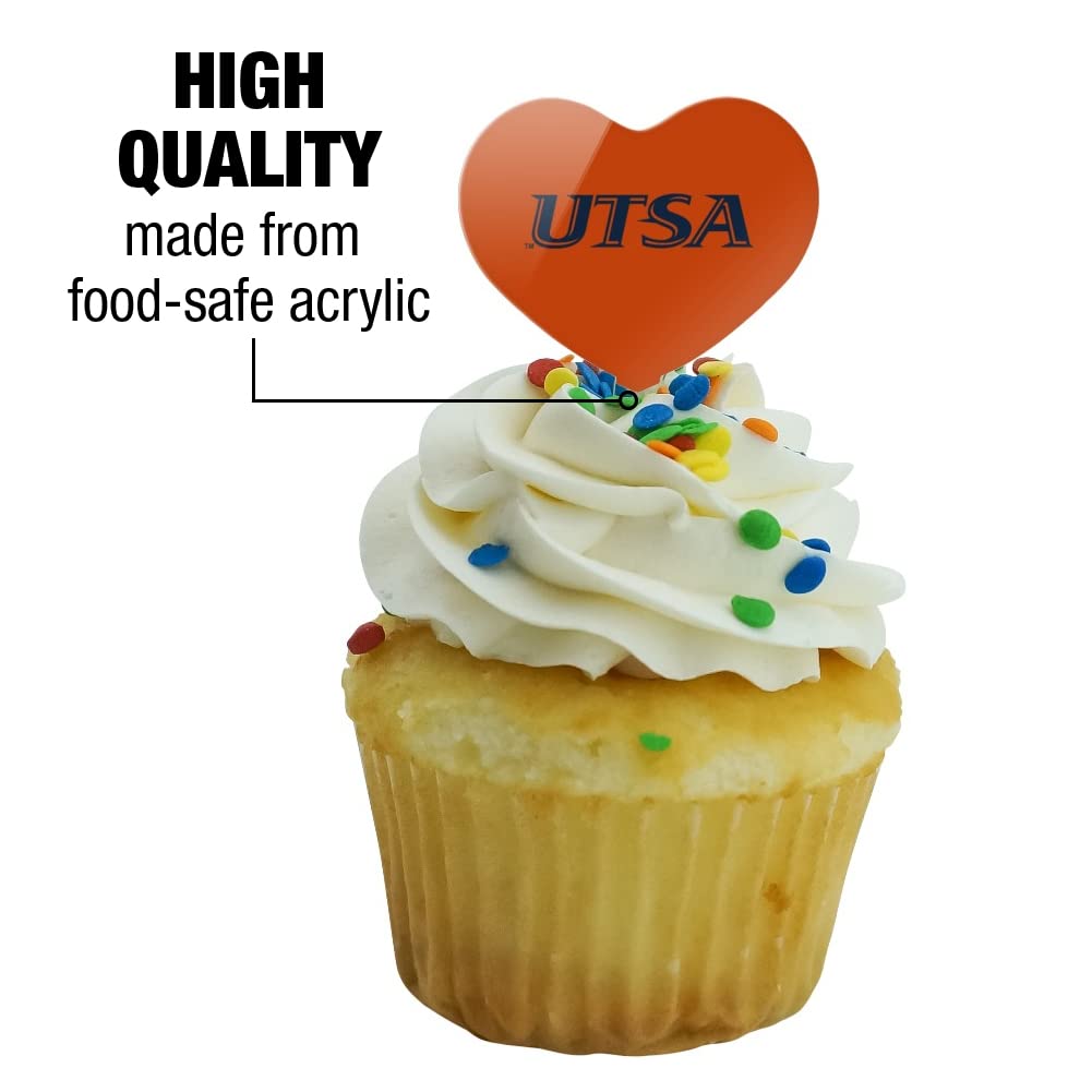GRAPHICS & MORE Cupcake Picks Set of 6, Acrylic, Heart Love Decoration, University of Texas at San Antonio