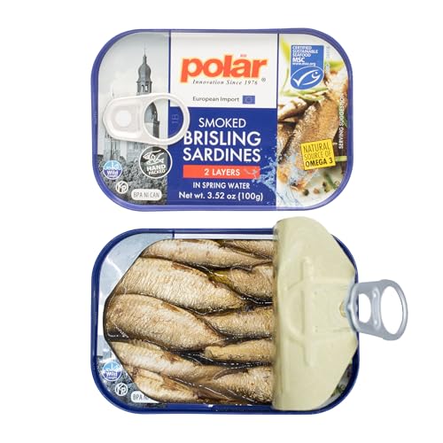 MW Polar Smoked Brisling Sardines in Spring Water  3.52 oz Can  Wild Caught (Pack of 12)