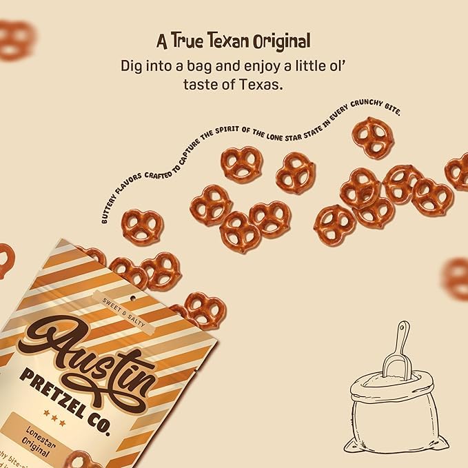 Austin Pretzel Co. Lonestar Original Pretzels – Gourmet Butter Toffee Snacks – 4 Oz (Pack of 4)