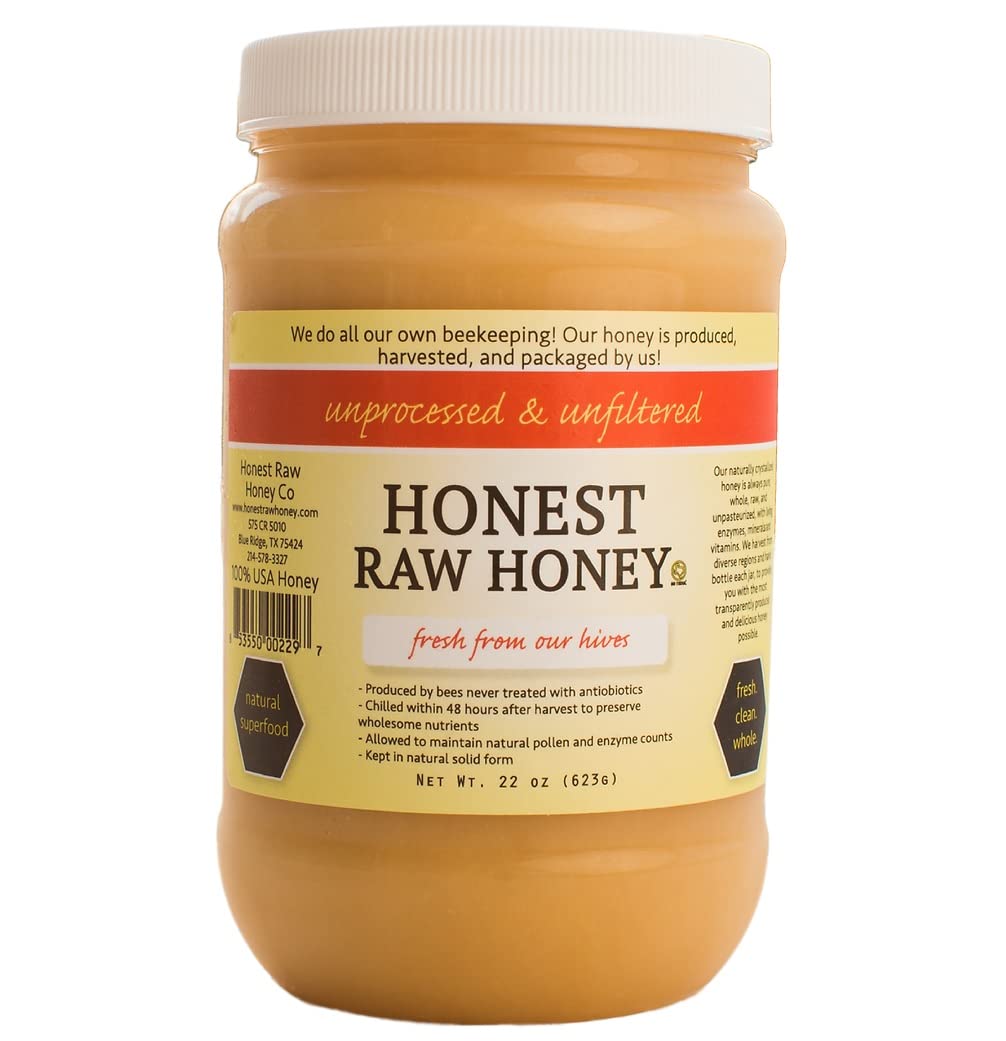 Zestiva Honest Raw Honey - 22 Ounce (Pack of 1) - Natural Sweetener, Pure Honey
