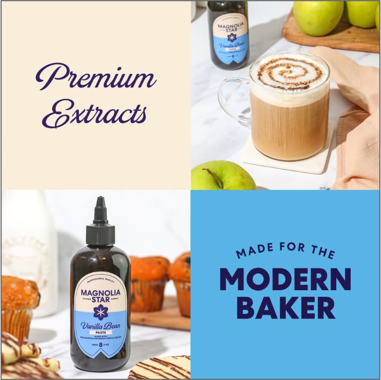 Magnolia Star Vanilla Bean Paste - Madagascar spirit-inspired flavor Beans, Non-GMO, Vegan, Gluten-Free, 8 oz Squeeze Bottle