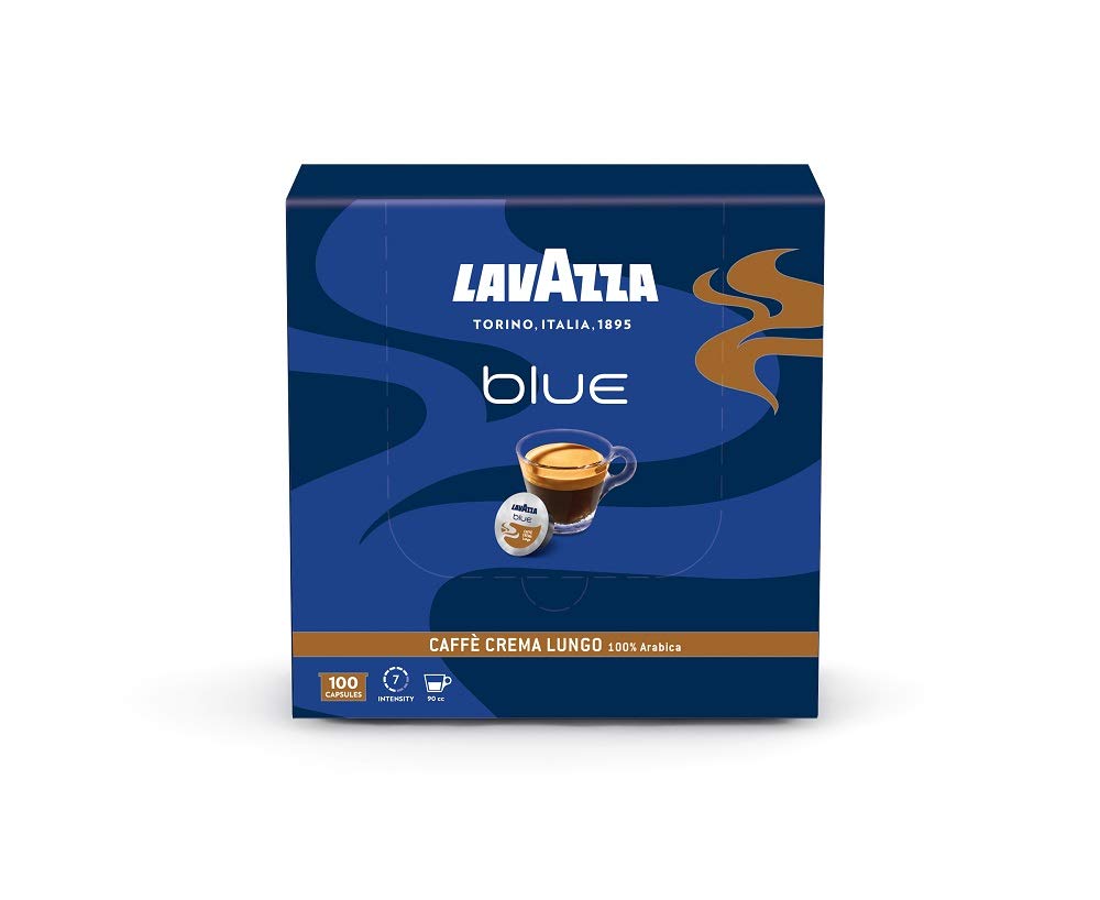 Lavazza BLUE Caffe Crema Lungo Pods, Pack of 100 + Tropical Blu Filter Coffee Powder, Model 510, 2 Count