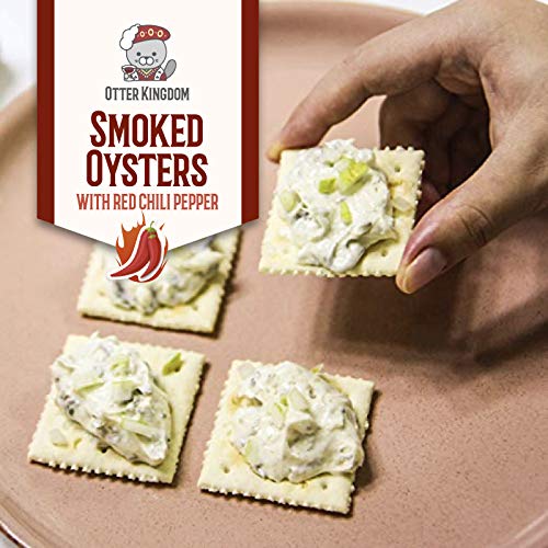 Otter Kingdom Smoked Oysters with Red Chili Pepper in Olive Oil, 3-Ounce (Pack of 12)