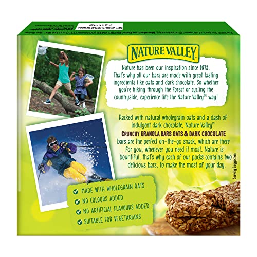 Nature Valley Crunchy Granola Bars | Whole Grain Oats & Dark Chocolate, 210g (10 Bars-PACK OF 5) | Multigrain Energy Bars| No Ar