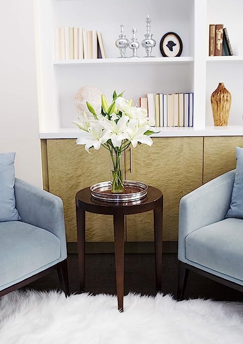 KaBloom Flowers - Sympathy Oasis of Comfort Bouquet of 5 White Oriental Lily Without Vase - Gift for Birthday, Anniversary, Than