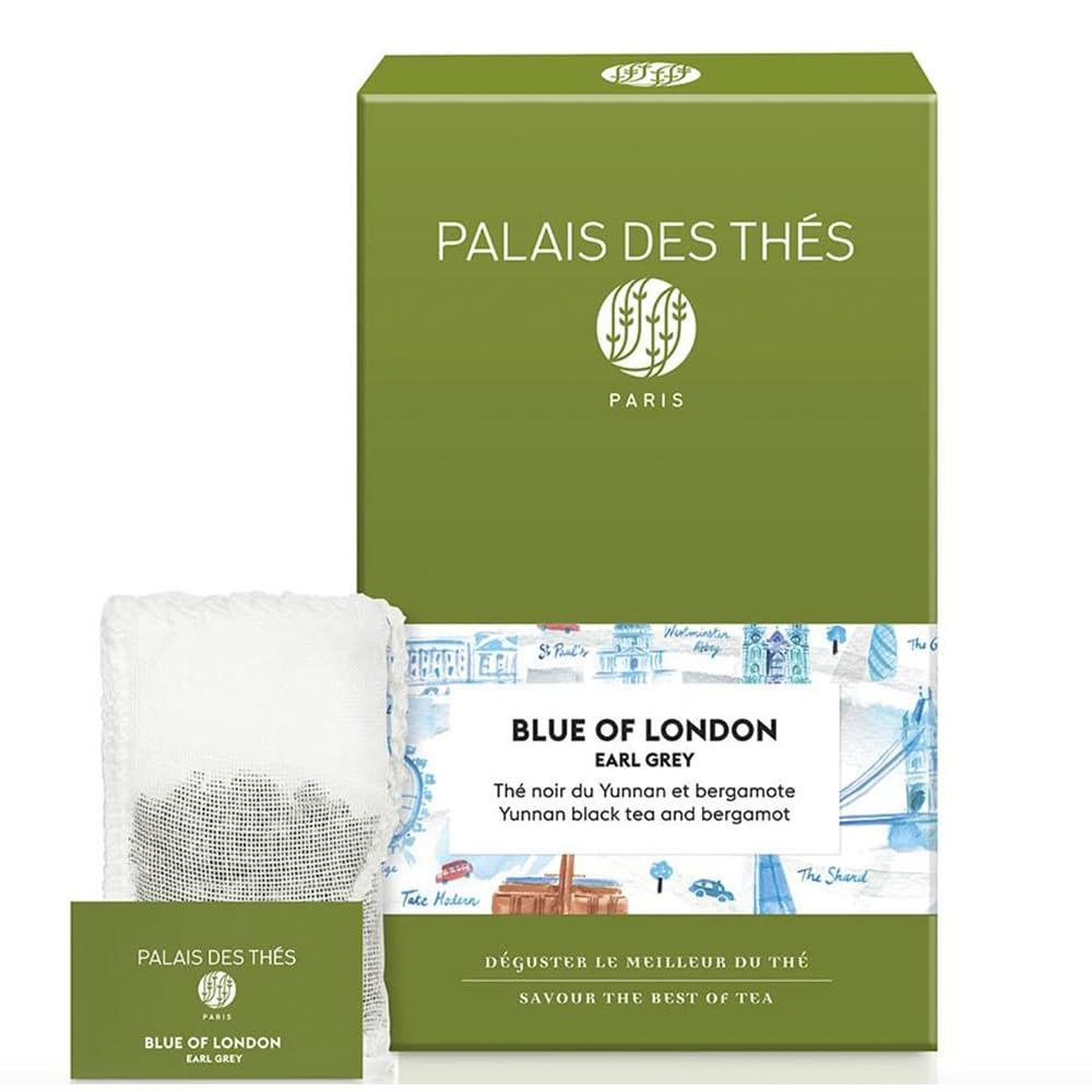 Palais Des Th  S - Blue Of London - Premium Gluten-Free Earl Grey Black Tea With Bergamot - 20 Count Tea Bags Box