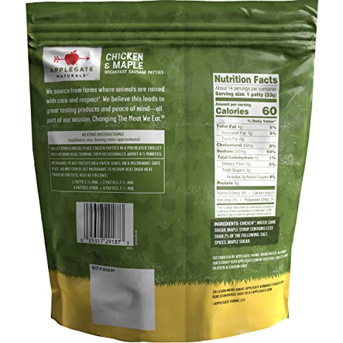 Applegate, Chicken & Maple Breakfast Sausage Patties, 16 oz