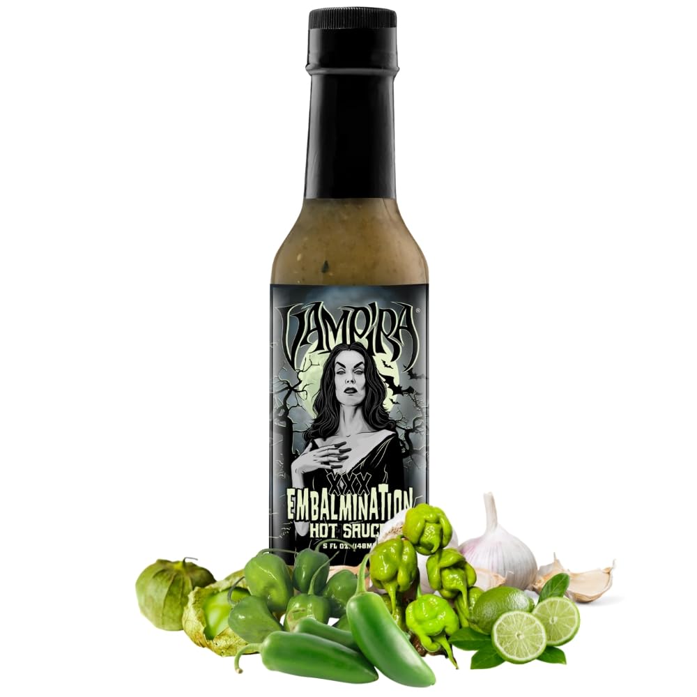 Hellfire Hot Sauce Vampira XXX Green Salsa Verde Gourmet Hot Sauce with Carolina Reaper Peppers, 5 oz.
