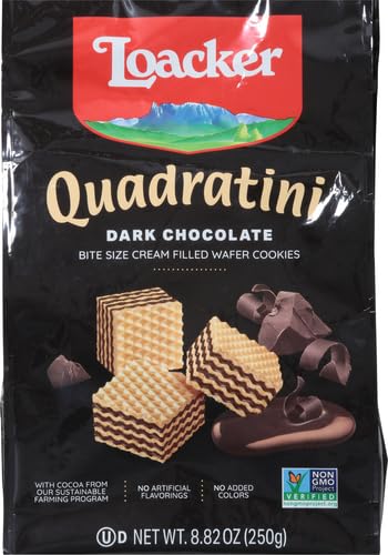 Loacker Wafer Quadrini Dark Chocolate, 8.82 Ounce (Pack of 1), Model 214511