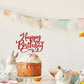 Yetxel Gold Glitter Happy Birthday Cake Topper, 7x8 inches, Red Paper Decoration for Party and Anniversary