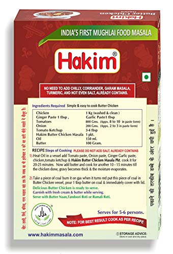 Hakim Indias 1St Authentic Mughlai Butter Chicken Masala - Pack Of 6-50 Grams Each