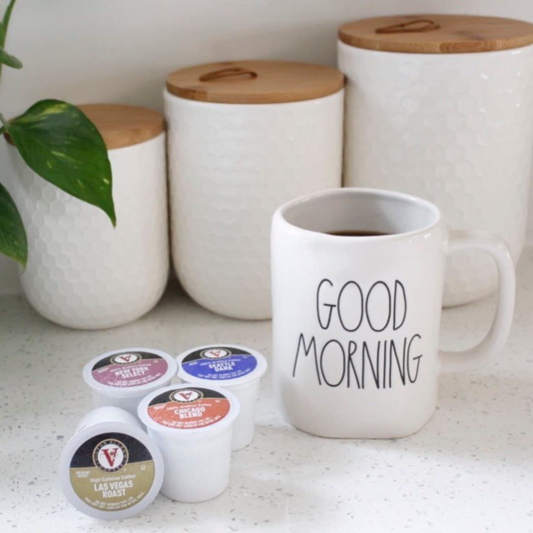 Victor Allens Coffee Variety Pack, 96 Count Single Serve Pods for Keurig, Includes Seattle Dark, New York Select, Chicago Blend, Brown