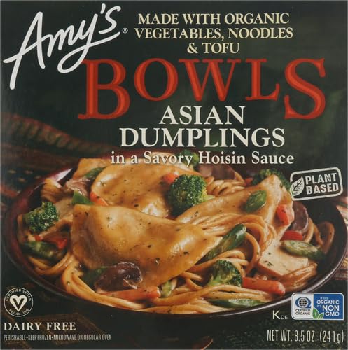 Amys Frozen Bowls, Asian Dumplings In a Savory Hoisin Sauce, Vegan, 8.5 oz.